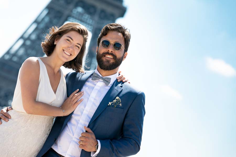 Shooting photo couple tour eiffel Paris