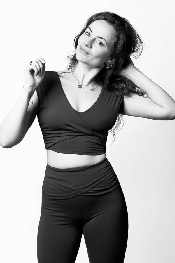 Photographe mannequin fitness – portrait noir et blanc