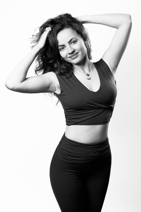 Photographe mannequin fitness – portrait noir et blanc